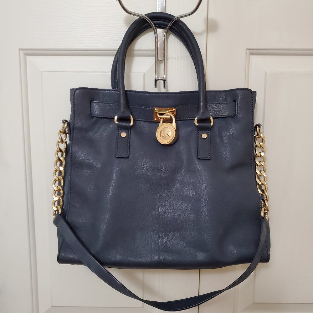 Michael Kors Leather Handbag Tote Bag Blue